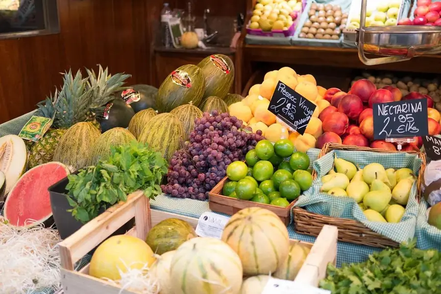 Fresh fruit and vegetable stall at Mercadillo de El Médano market, Golf del Sur