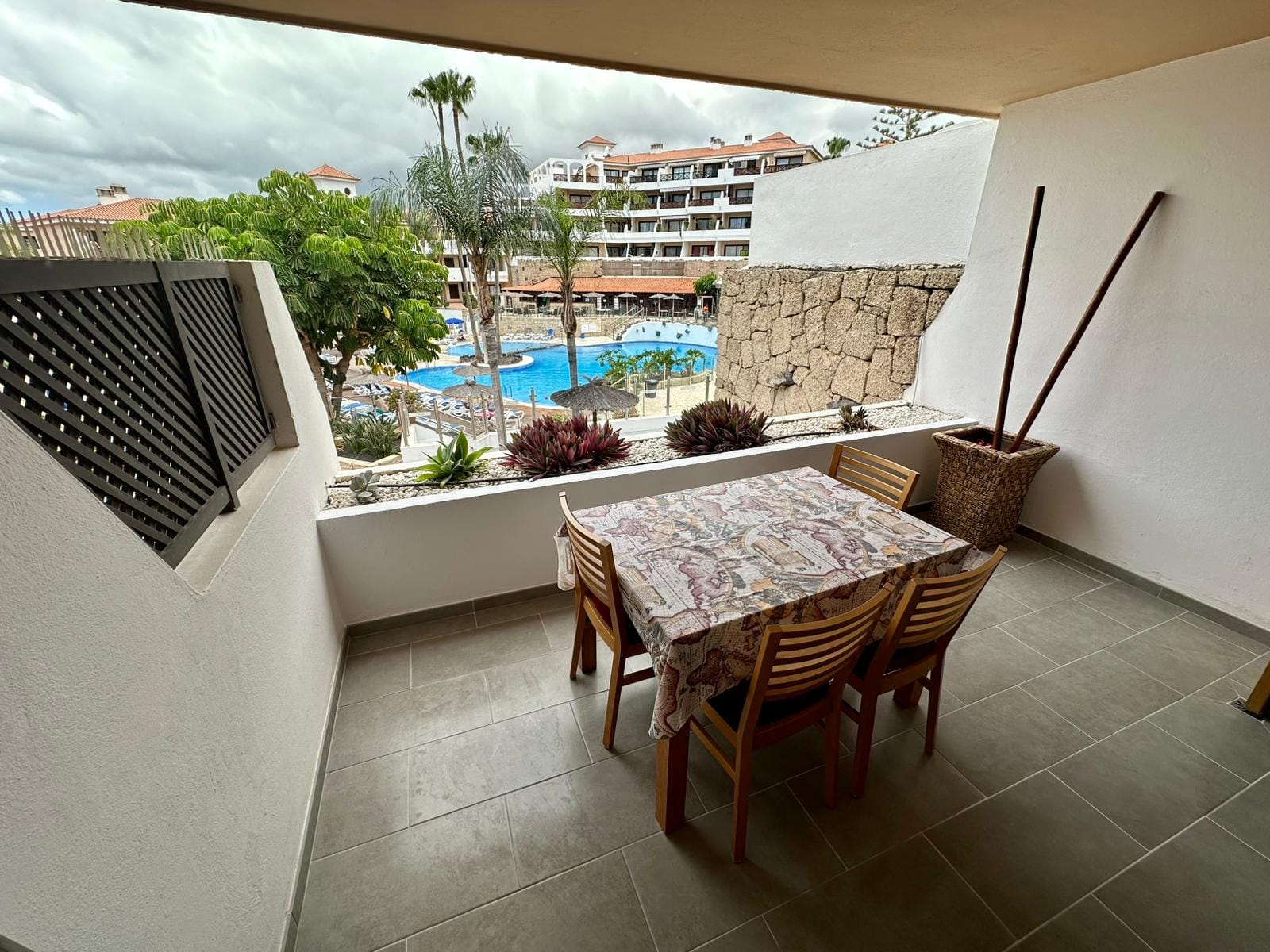 Terrace with pool view in Parque Albatros Golf del Sur Tenerife